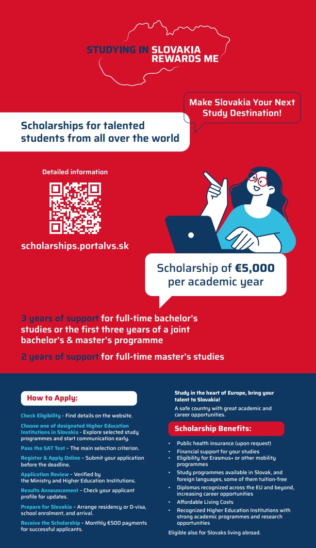 
	Slovakia Scholarships for Talented International Students 
