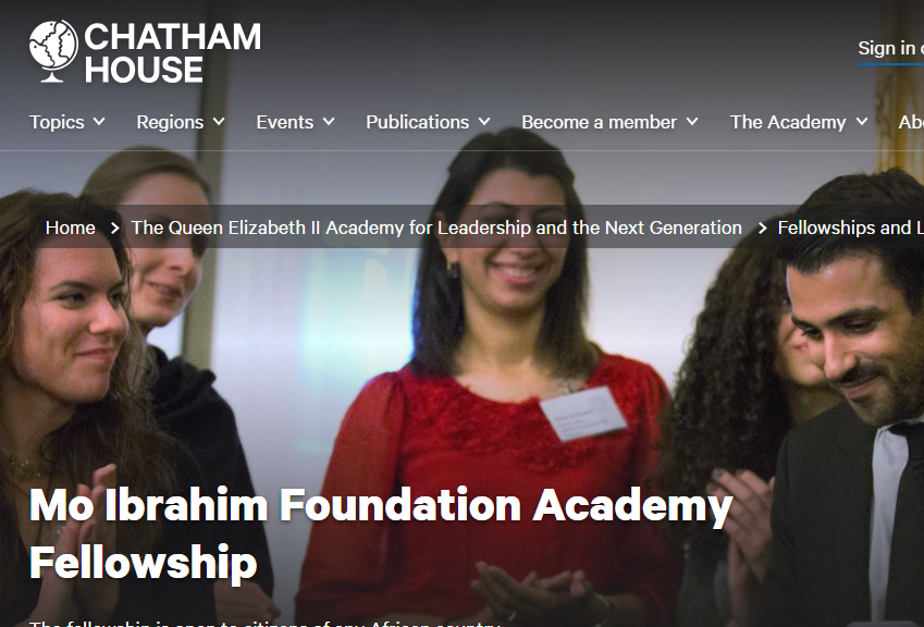 
	2025 Chatham House Mo Ibrahim Fellowship in UK, Fully Funded
