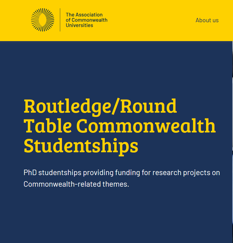 
	ACU Commonwealth Routledge Studentship in UK
	 
