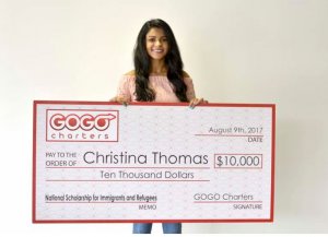 Christiana Wins  the 2017 GoGo Charter  $10,000 Scholarship